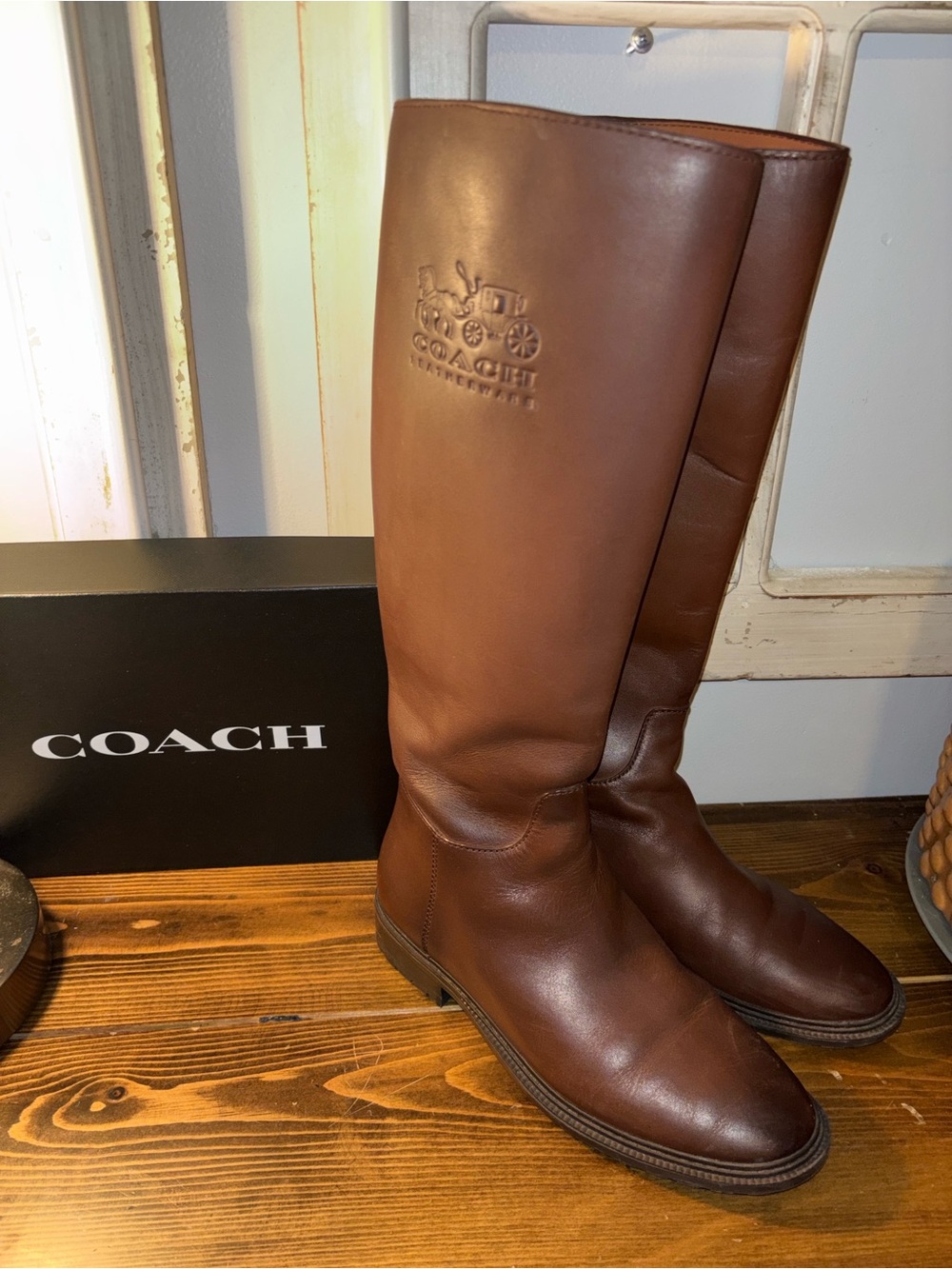 Coach Brown Leather Knee-High Riding Boots
